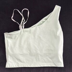 Mint Green One-Shoulder Crop Top